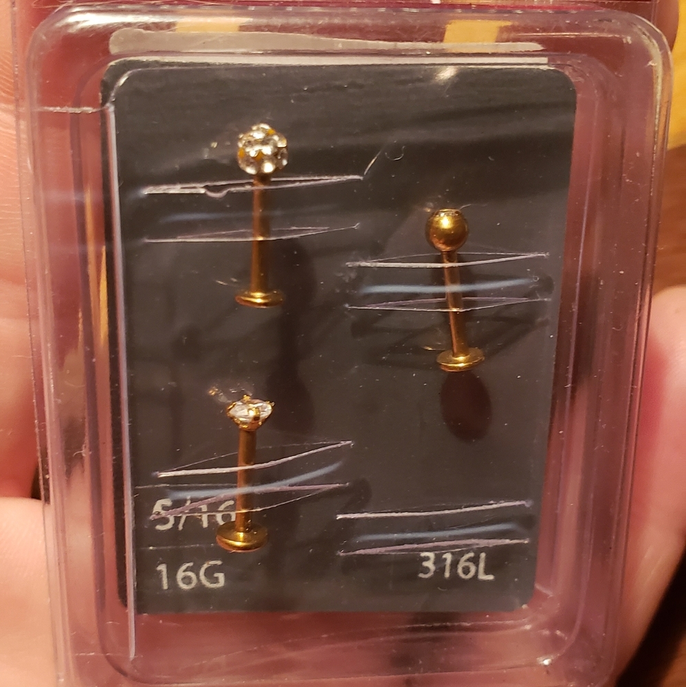 3 Piece Spencers/Hot Topic Professional Grade Labret/Monroe/Tragus Studs - Picture 2 of 3